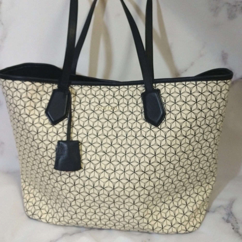 NWT Cole Haan Geometric Canvas Leather Tote Bag
